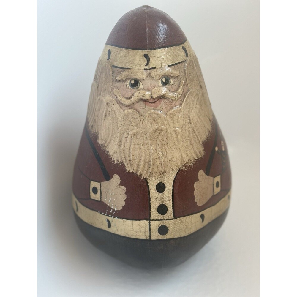 Vintage Hand-Painted PapierMâché Santa 1903 Reproduction Folk Art Christmas 1970